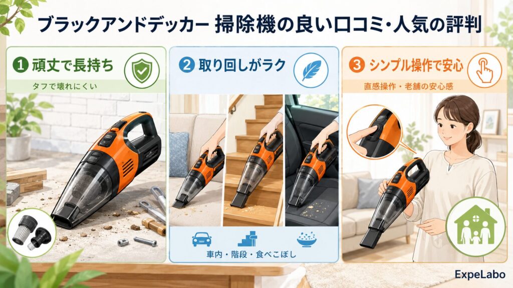 ブラックアンドデッカー 掃除機の良い口コミ・人気の評判