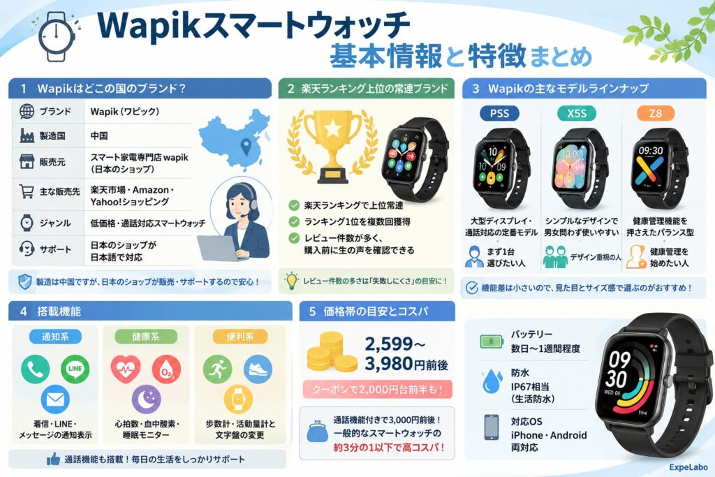 Wapikスマートウォッチの基本情報と特徴