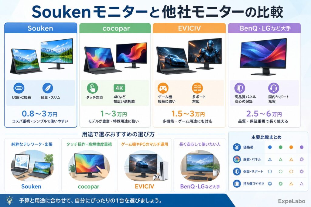 Soukenモニターと他社モニターの比較