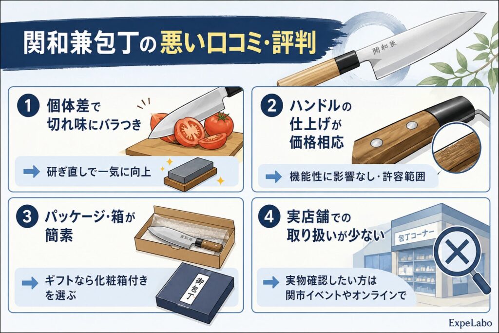 関和兼包丁の悪い口コミ・評判