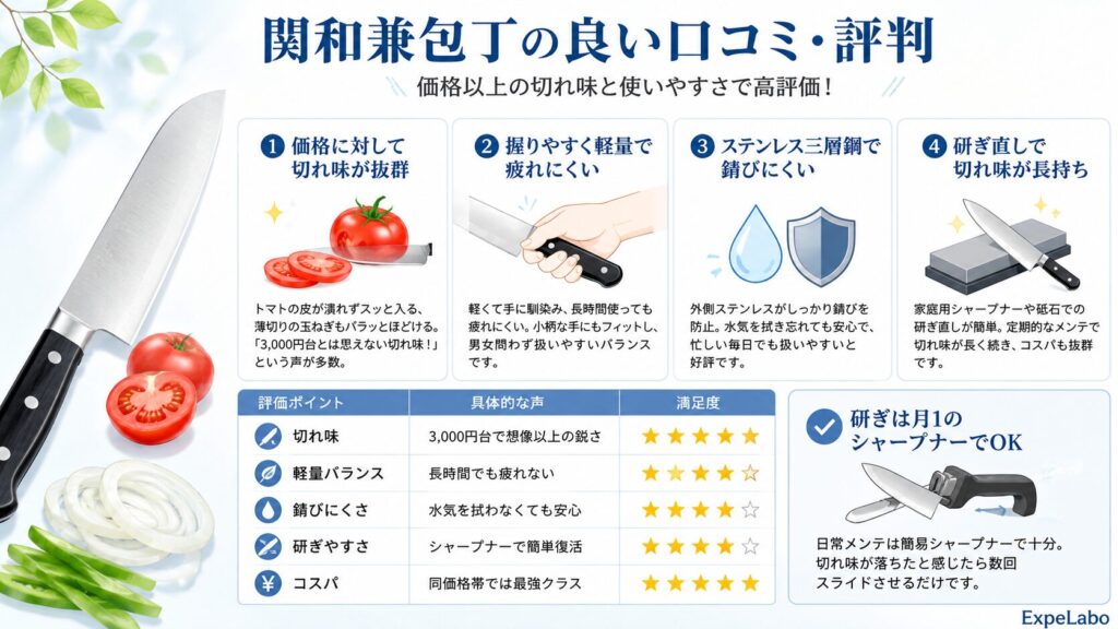 関和兼包丁の良い口コミ・評判