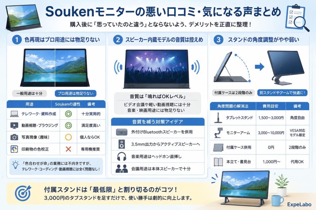 Soukenモニターの悪い口コミ・気になる声