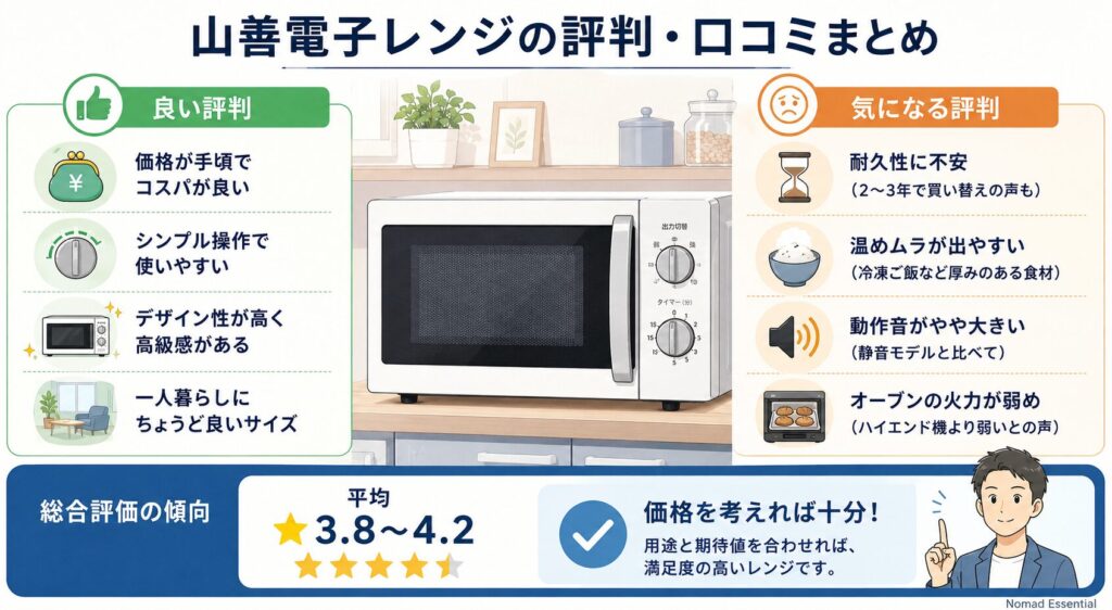 山善電子レンジの実際の評判・口コミまとめ