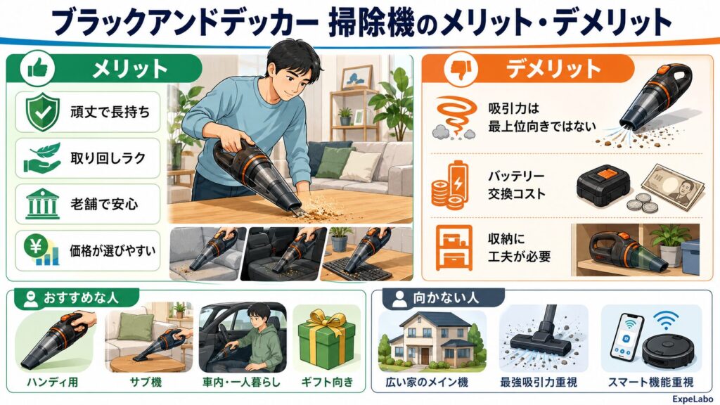 ブラックアンドデッカー 掃除機のメリット・デメリット