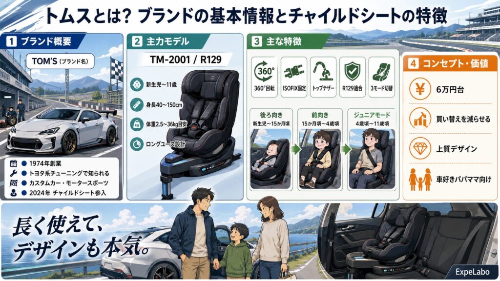 トムスとは?ブランドの基本情報とチャイルドシートの特徴