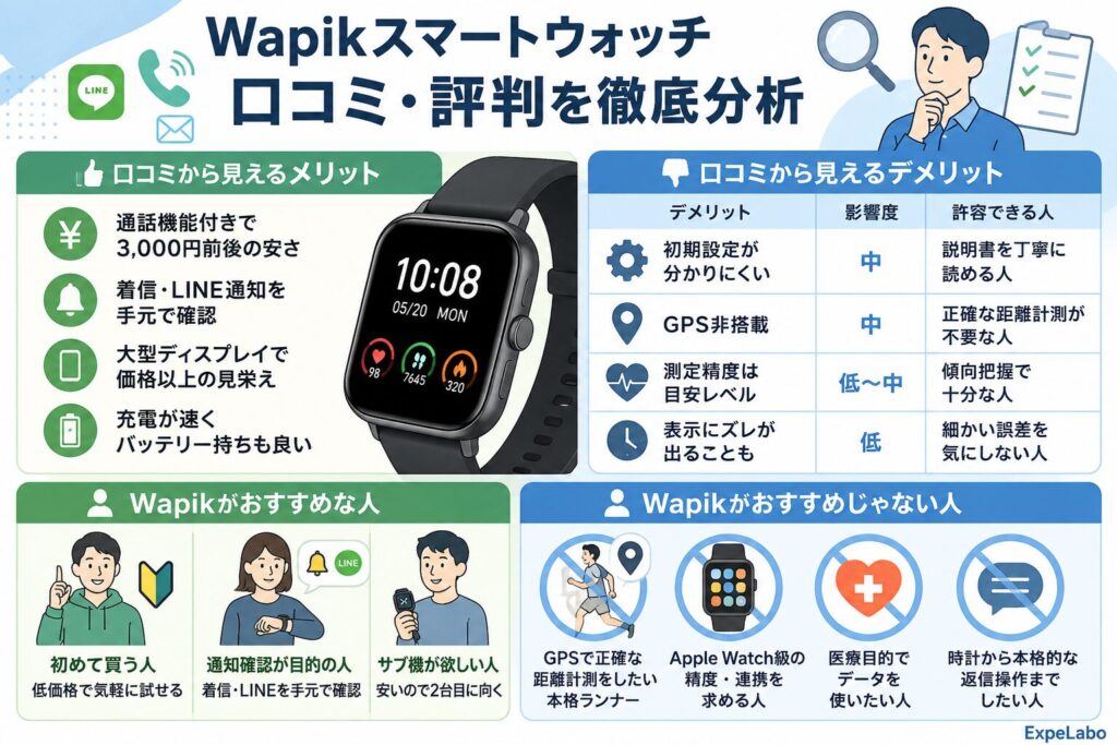 Wapikスマートウォッチの口コミ・評判を徹底分析