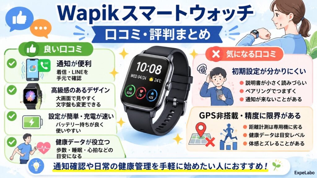 Wapikスマートウォッチの口コミ・評判まとめ