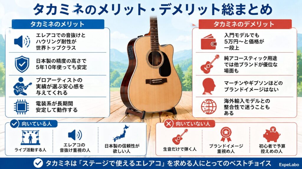 タカミネのメリット・デメリット総まとめ