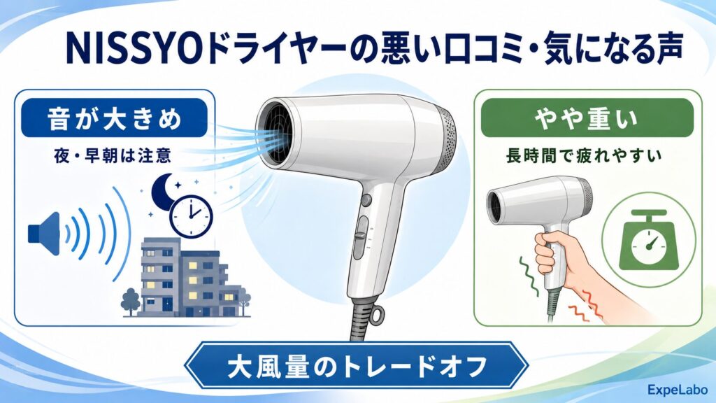 NISSYOドライヤーの悪い口コミ・気になる声