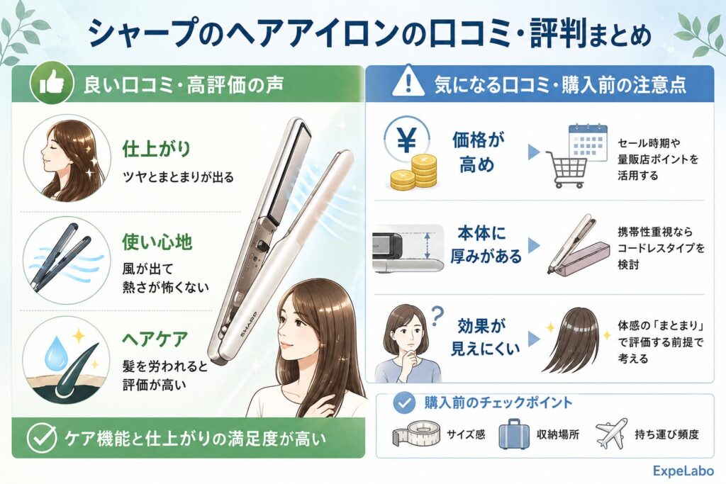 シャープのヘアアイロンの口コミ・評判まとめ