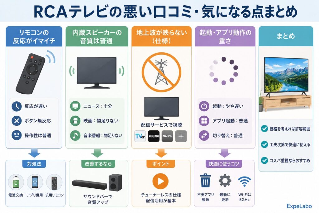 RCAテレビの悪い口コミ・気になる点