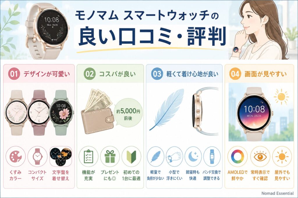 モノマム スマートウォッチの良い口コミ・評判
