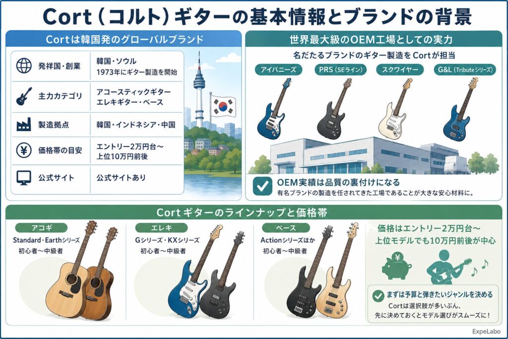 Cort(コルト)ギターの基本情報とブランドの背景
