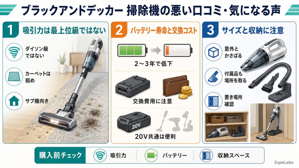 ブラックアンドデッカー 掃除機の悪い口コミ・気になる声