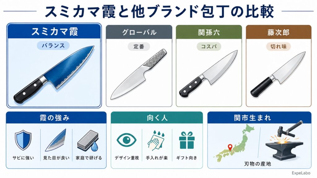スミカマ霞と他ブランド包丁の比較