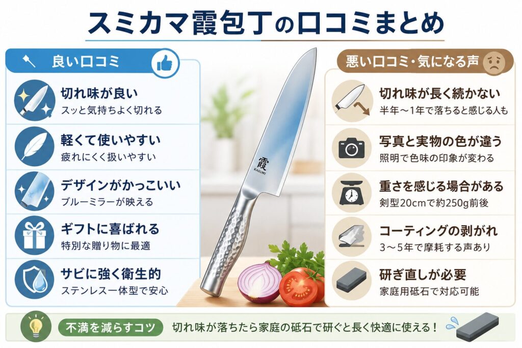 スミカマ霞包丁の良い口コミと悪い口コミ
