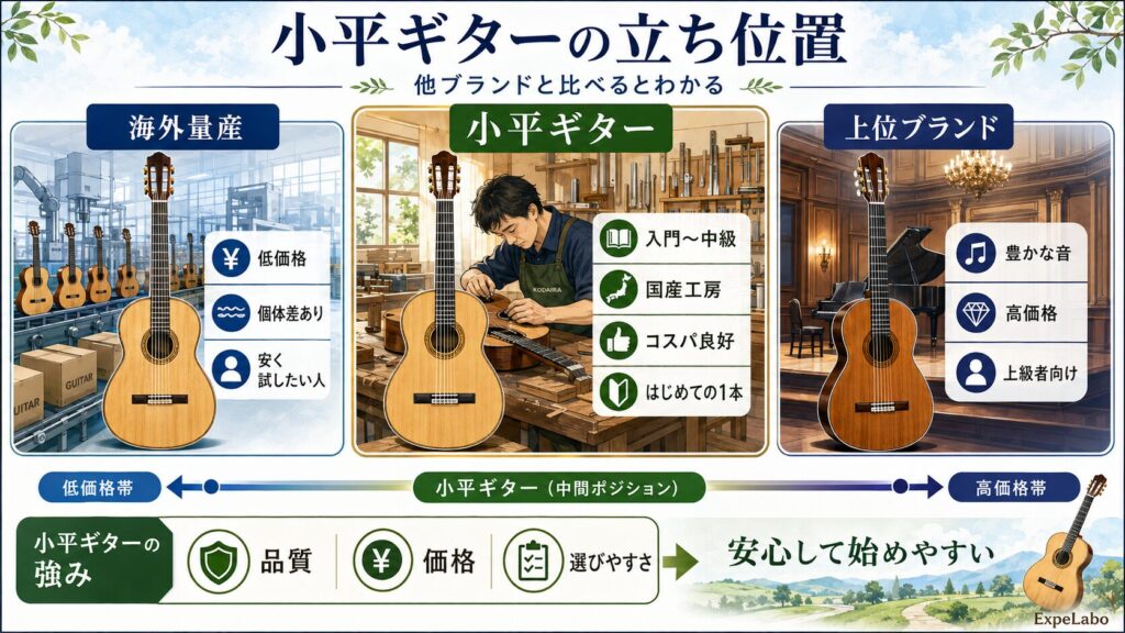 小平ギターと他のクラシックギターブランドの比較